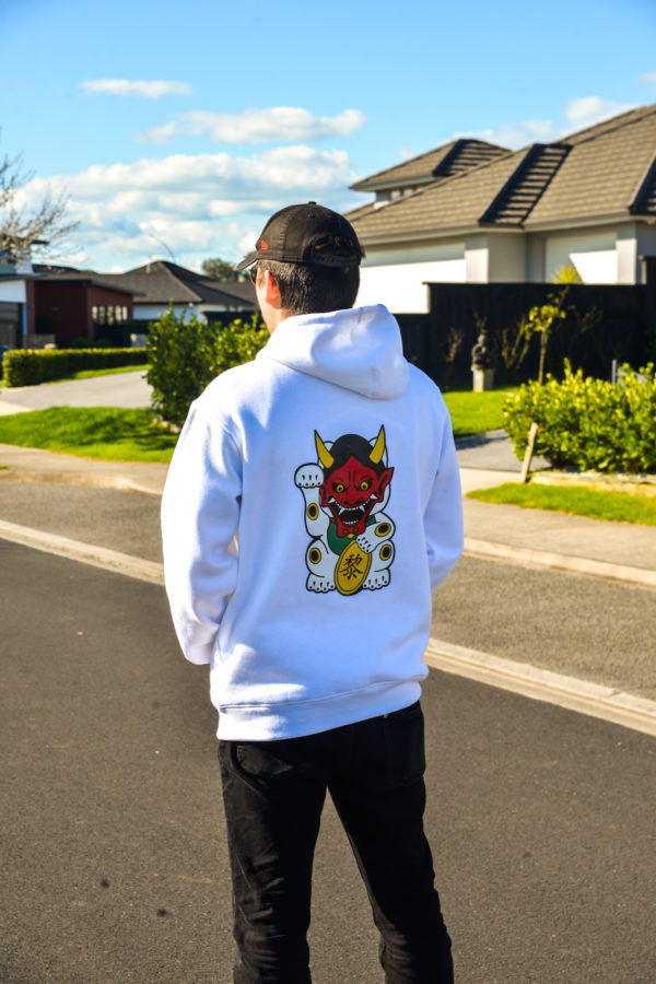 ManekiOni Hoodie White - Image 3